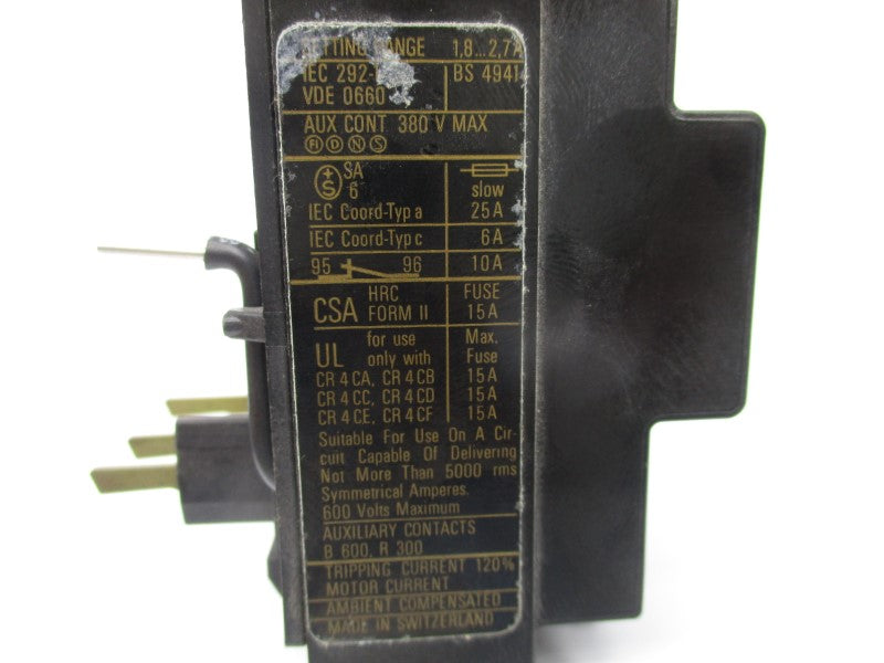 GENERAL ELECTRIC CR4G1TH 600VAC 1.8-2.7A NSNP