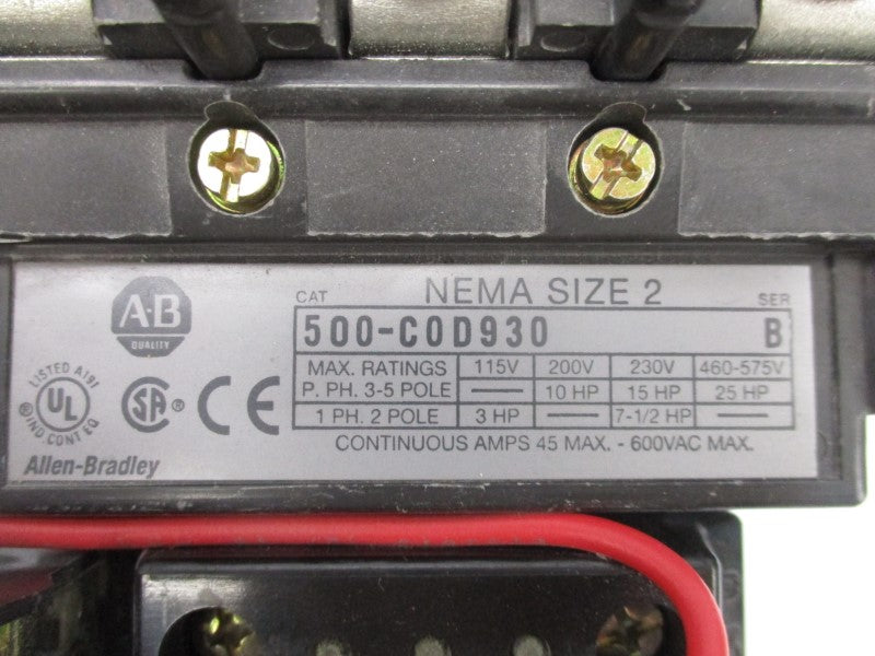 ALLEN BRADLEY 500-COD930 SER. B 110/115-120V 45A UNMP