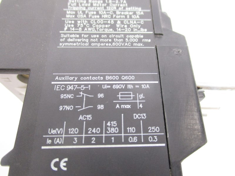 GENERAL ELECTRIC RTN1J 600VAC 1.8-2.7A UNMP