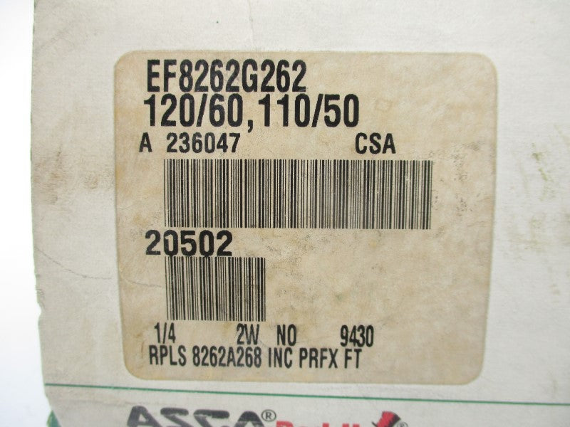 ASCO EF8262G262 110/120V 100-130PSI 1/4" NSMP