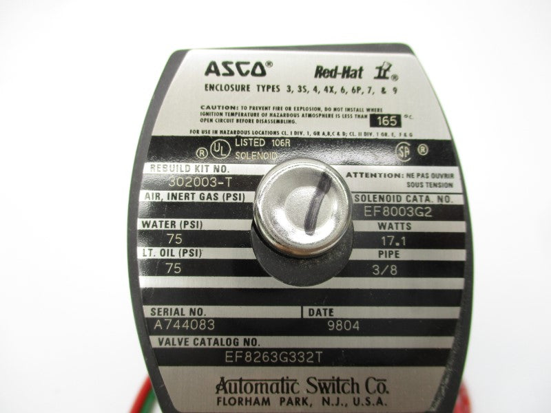ASCO EF8263G332T 110/120V 75PSI 3/8" NSMP