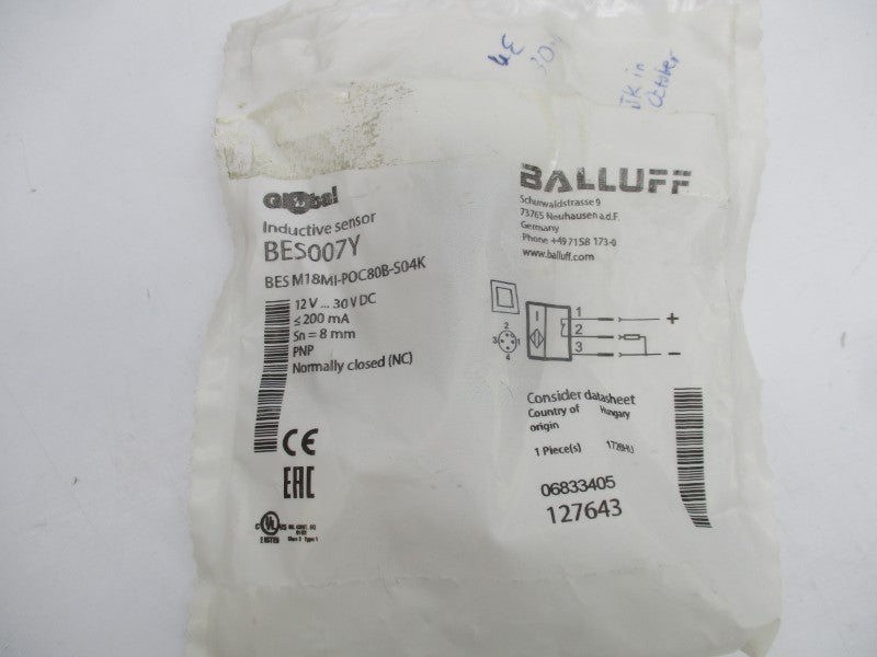 BALLUFF BESM18MI-POC80B-S04K BES007Y 12-30VDC NSMP