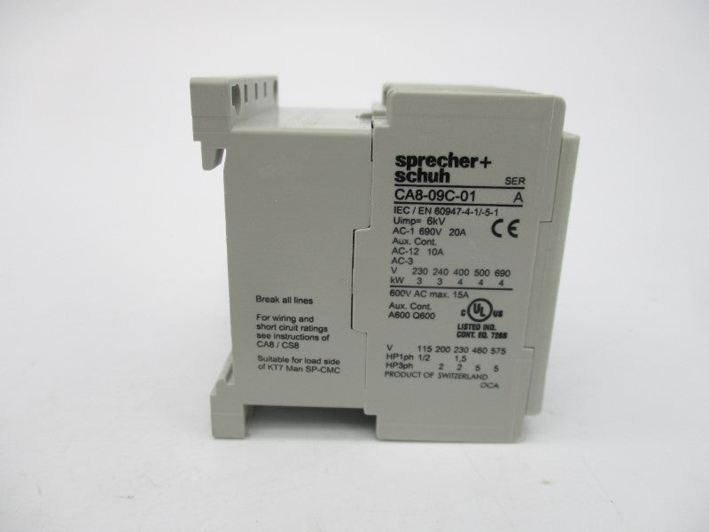 SPRECHER+SCHUH CA8-09C-01-24D 24VDC 20A NSMP