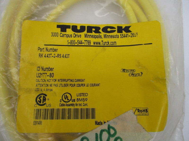 TURCK RK4.43T-2-RS4.43T U2177-80 250V 4A NSMP