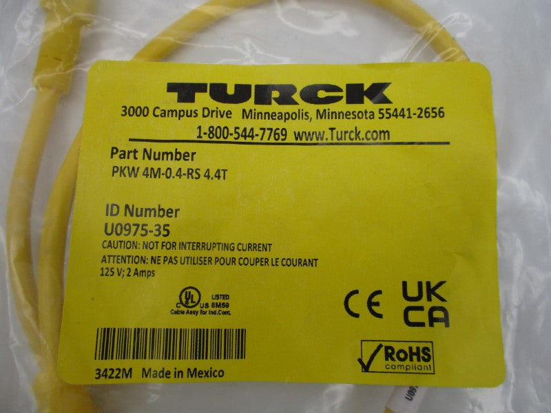 TURCK PKW4M-0.4-RS4.4T U0975-35 125V 2A NSMP