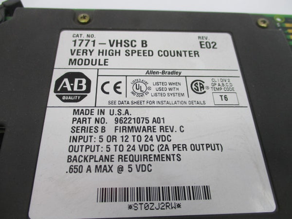 ALLEN BRADLEY 1771-VHSC SER. B F/W C REV E02 12-24VDC 2A UNMP