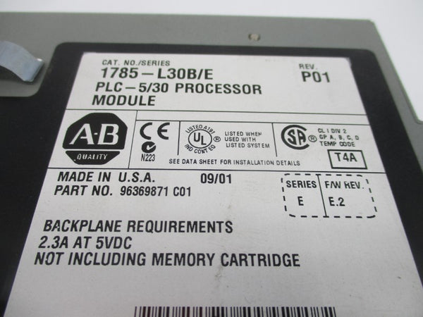 ALLEN BRADLEY 1785-L30B SER. E F/W E.2 REV. P01 5VDC 2.3A (NO TERMINAL) UNMP