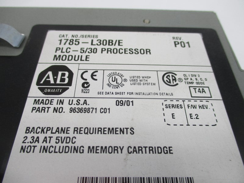 ALLEN BRADLEY 1785-L30B SER. E F/W E.2 REV. P01 5VDC 2.3A (NO TERMINAL) UNMP