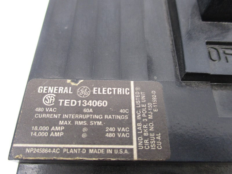 GENERAL ELECTRIC TED134060 480VAC 60A NSNP