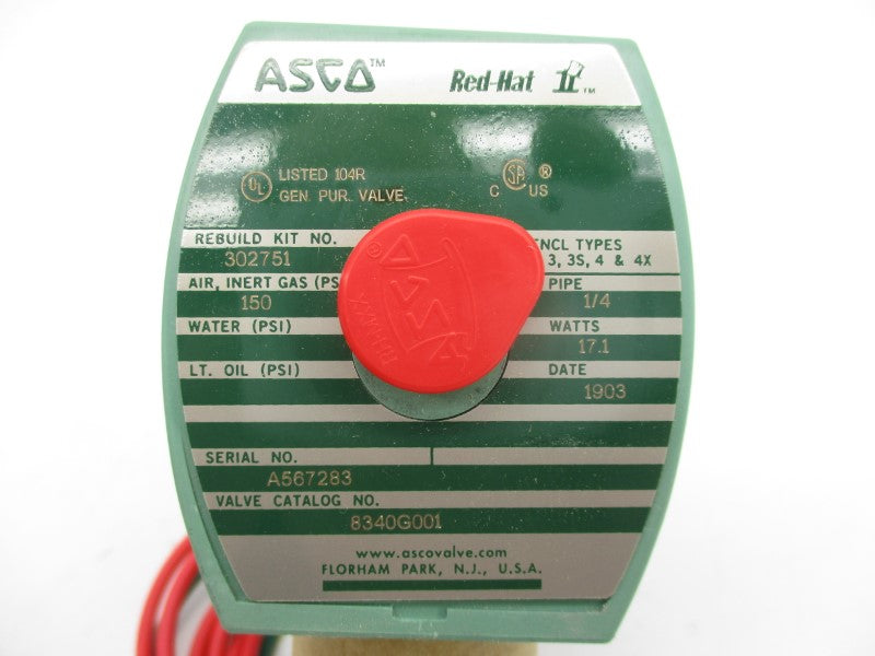 ASCO 8340G001 110/120V 150PSI 1/4" NSNP