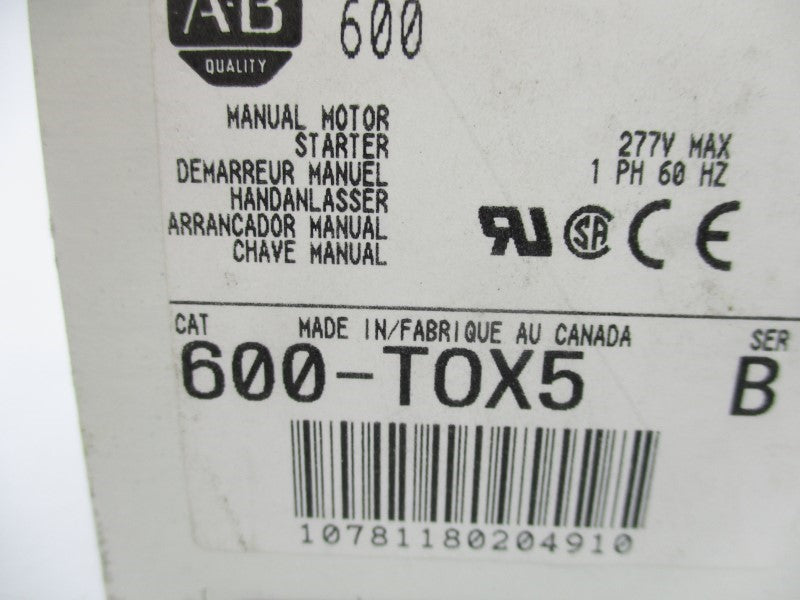 ALLEN BRADLEY 600-TOX5 SER. B 277V (AS PICTURED) (WH) NSMP