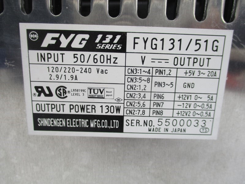 SHINDENGEN ELECTRIC FYG131/51G 120/220-240VAC 2.9/1.9A NSMP