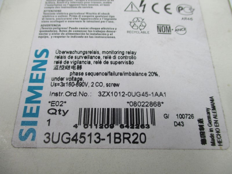 SIEMENS 3UG4513-1BR20 160-690V NSMP