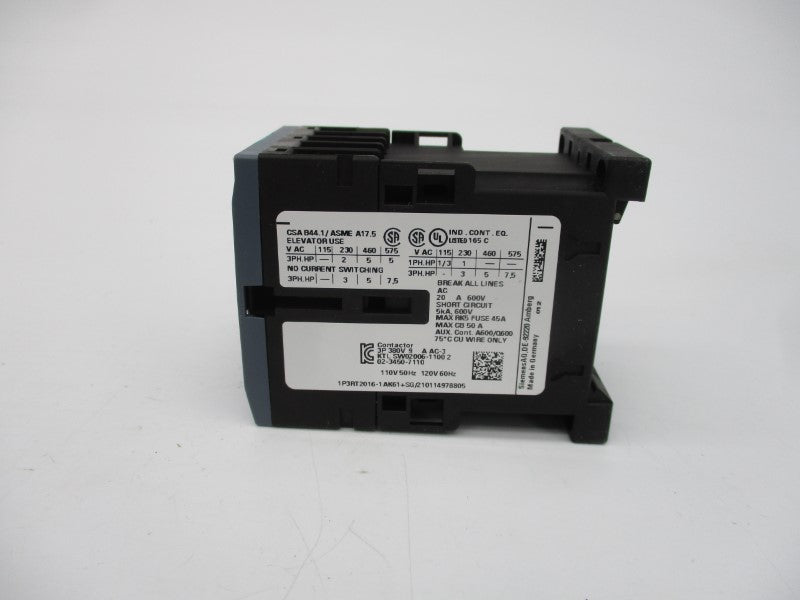 SIEMENS 3RT2016-1AK61 110/120V 9A NSMP