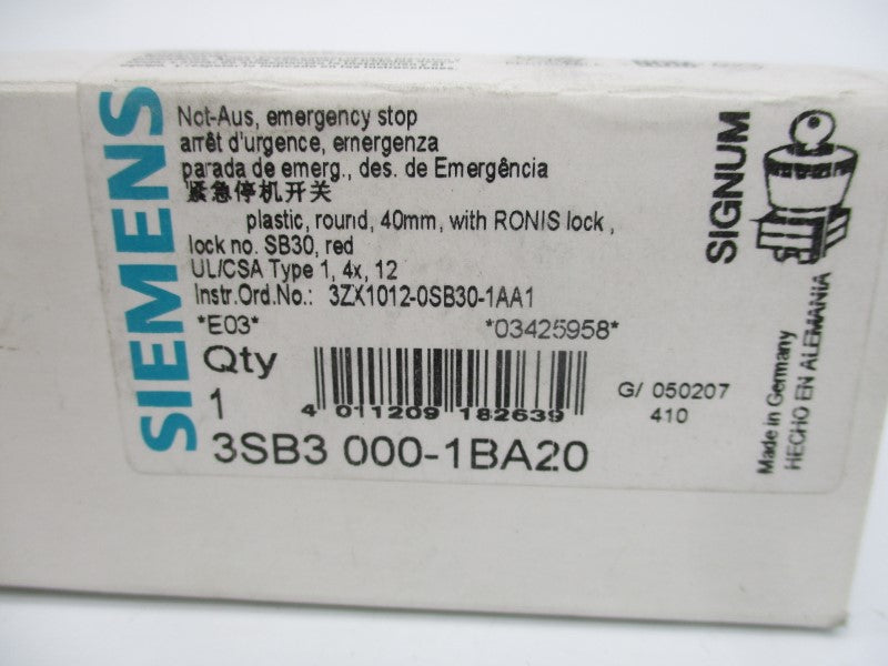 SIEMENS 3SB3000-1BA20 NSMP