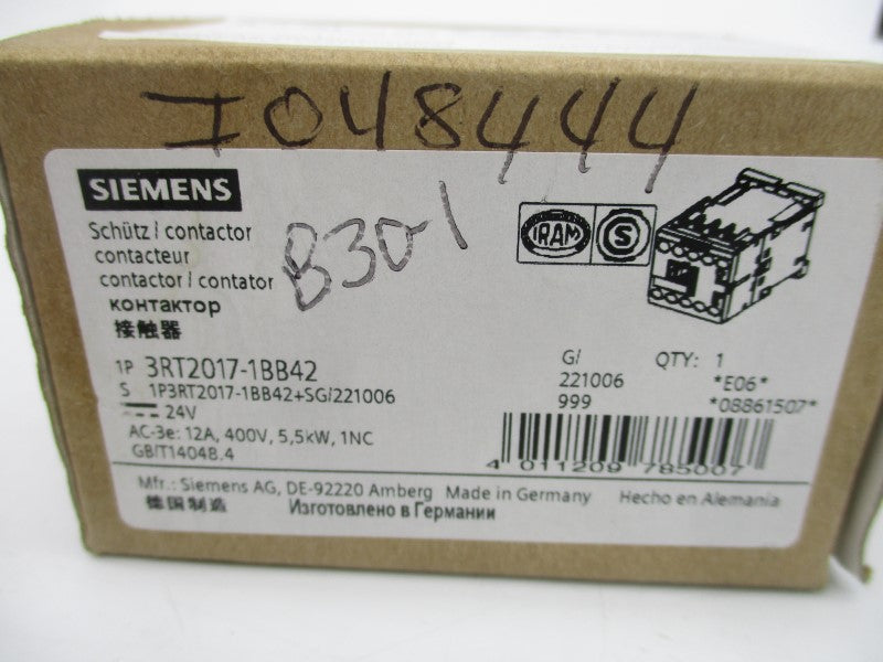 SIEMENS 3RT2017-1BB42 24VDC NSMP