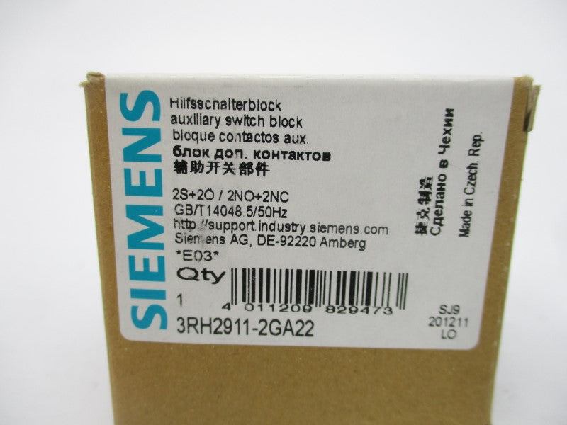 SIEMENS 3RH2911-2GA22 240V 10A NSMP