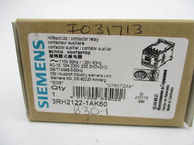 SIEMENS 3RH2122-1AK60 110/120V NSMP