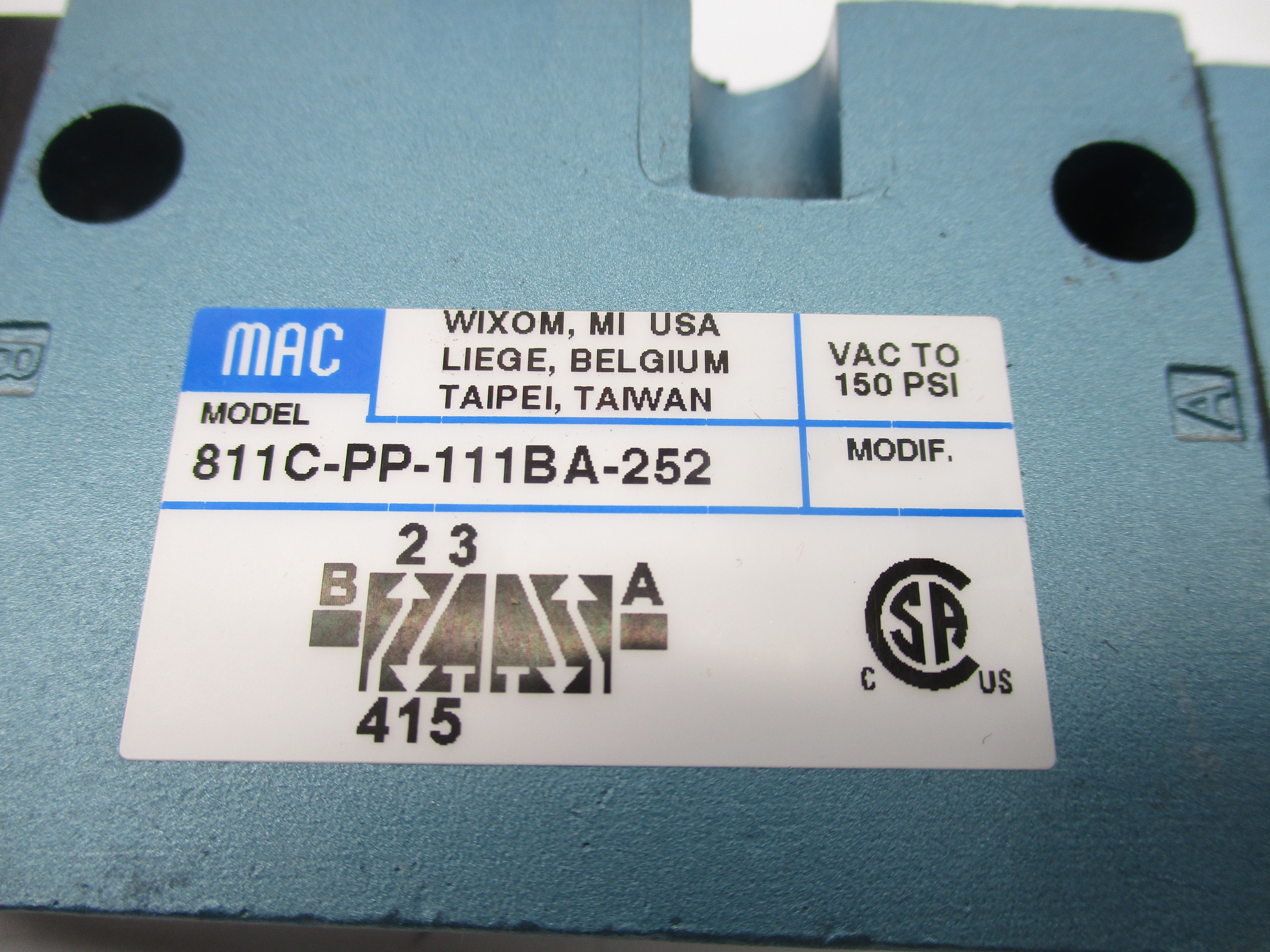 MAC 811C-PP-111BA-252 110/120V 150PSI NSMP