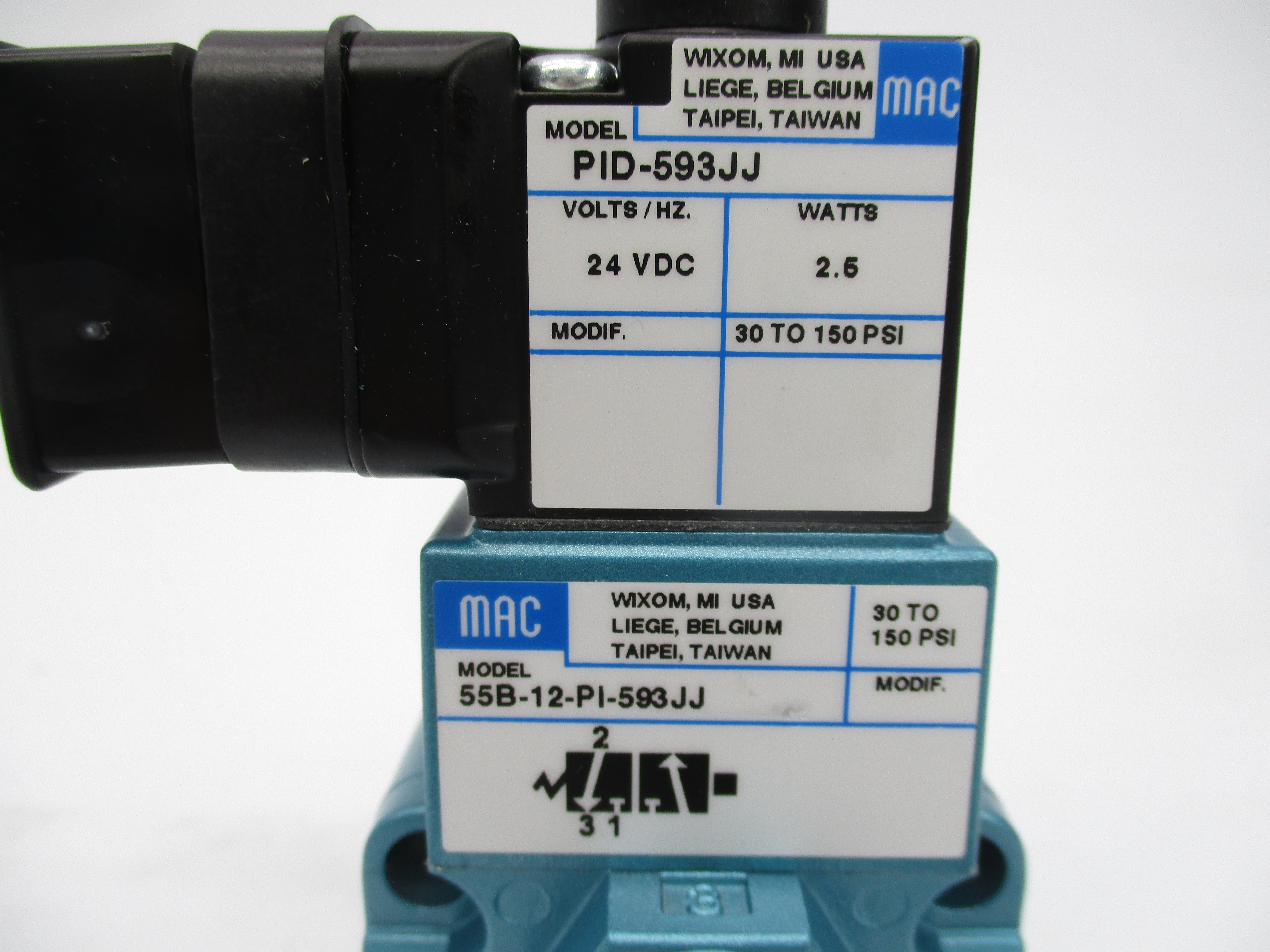 MAC 55B-12-PI-593JJ 24VDC 30-150PSI NSMP