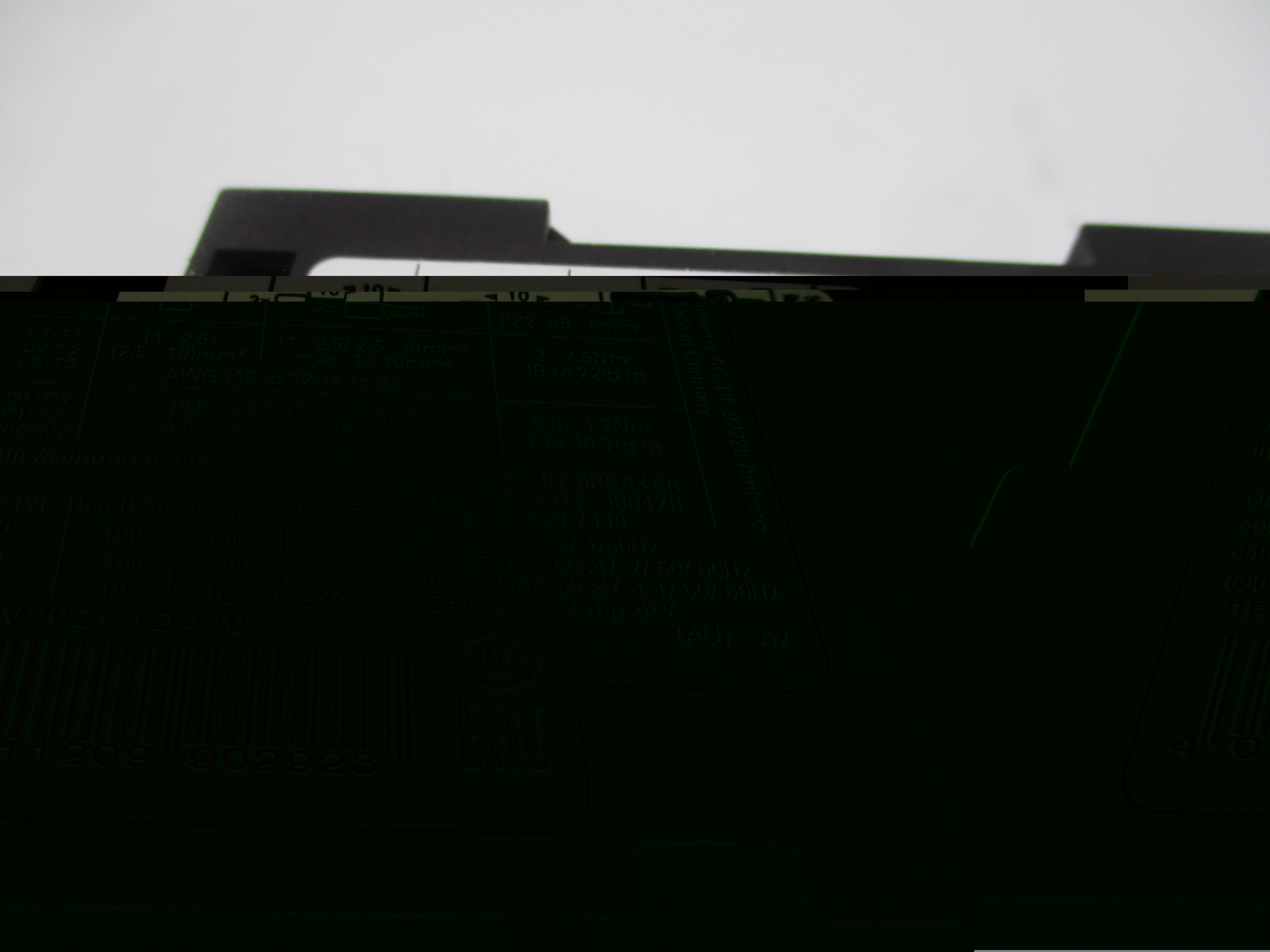 SIEMENS 3RV2021-1DA10 600VAC 2.2-3.2A NSMP