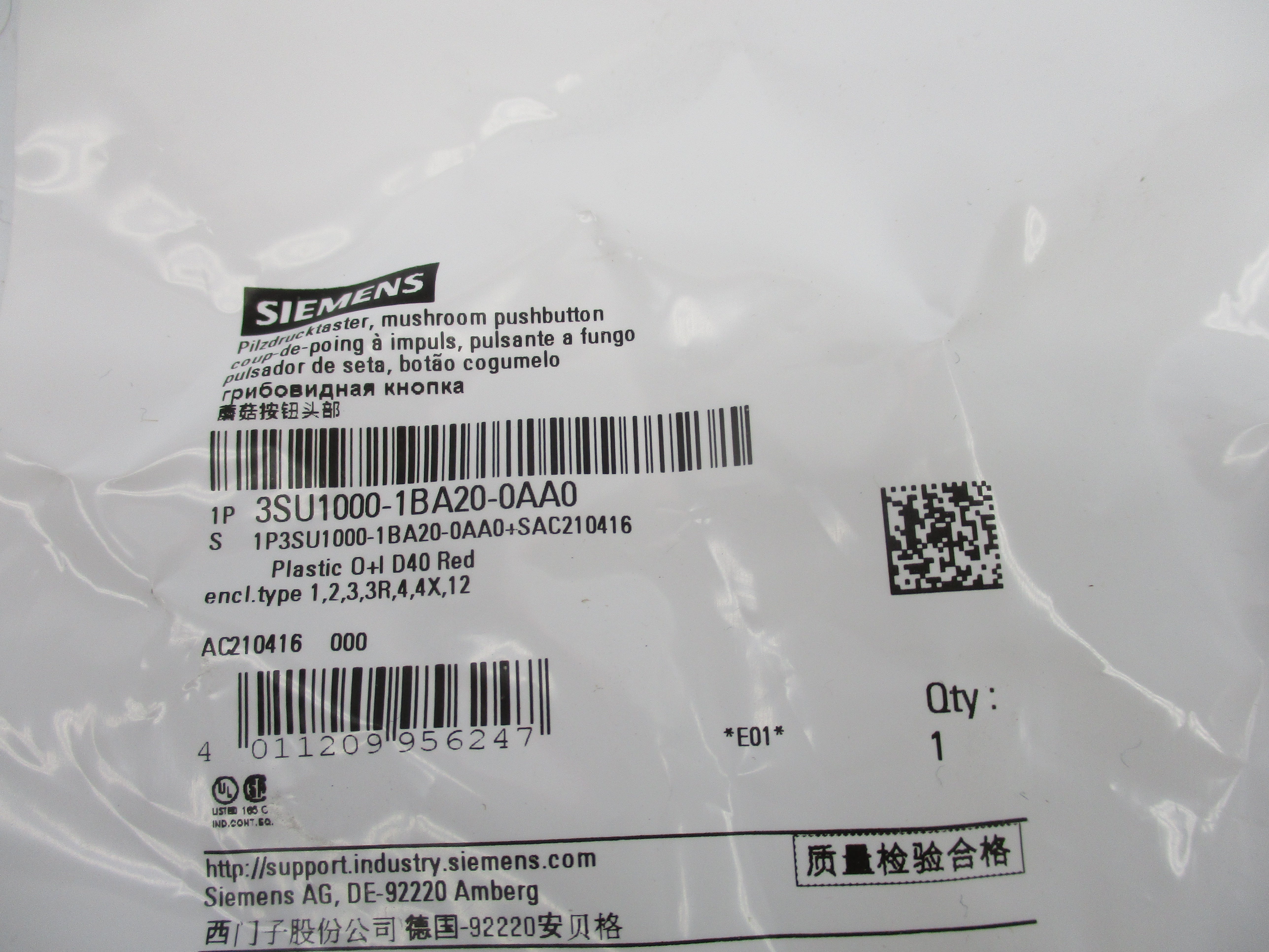 SIEMENS 3SU1000-1BA20-0AA0 NSMP
