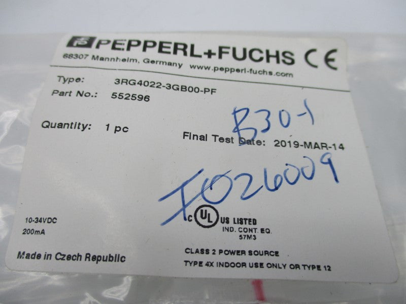 PEPPERL+FUCHS 3RG4022-3GB00-PF 552596 10-34VDC NSMP
