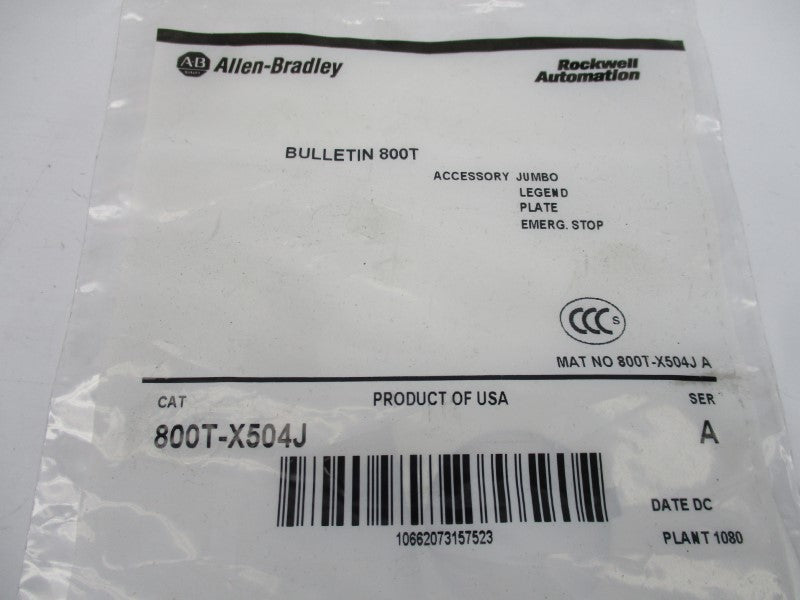 ALLEN BRADLEY 800T-X504J SER. A NSMP