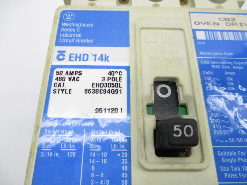 WESTINGHOUSE EHD3050L SER. C 480VAC 50A (BLUE) UNMP