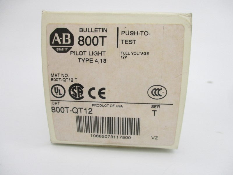 ALLEN BRADLEY 800T-QT12 SER. T 12VAC/DC (WH) NSMP