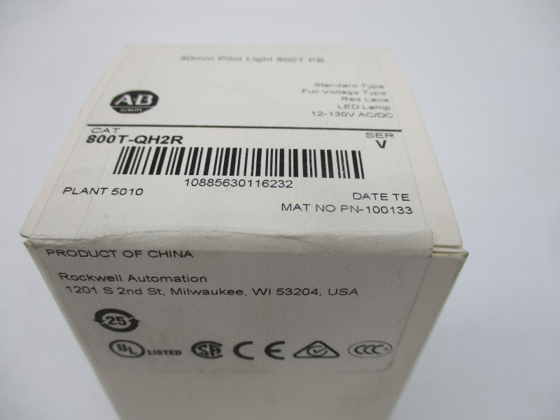 ALLEN BRADLEY 800T-QH2R SER. V 12-130VAC/DC (WH) NSFS