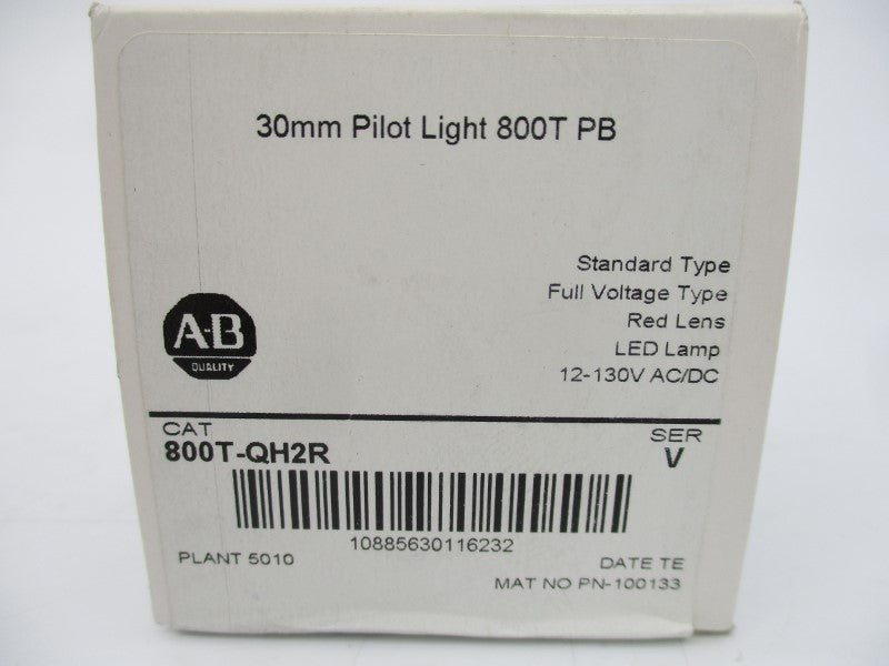 ALLEN BRADLEY 800T-QH2R SER. V 12-130VAC/DC (WH) NSFS