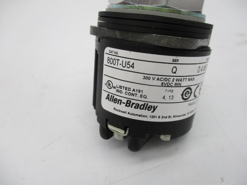 ALLEN BRADLEY 800T-U54 SER. Q 300VAC/DC (WH) NSMP