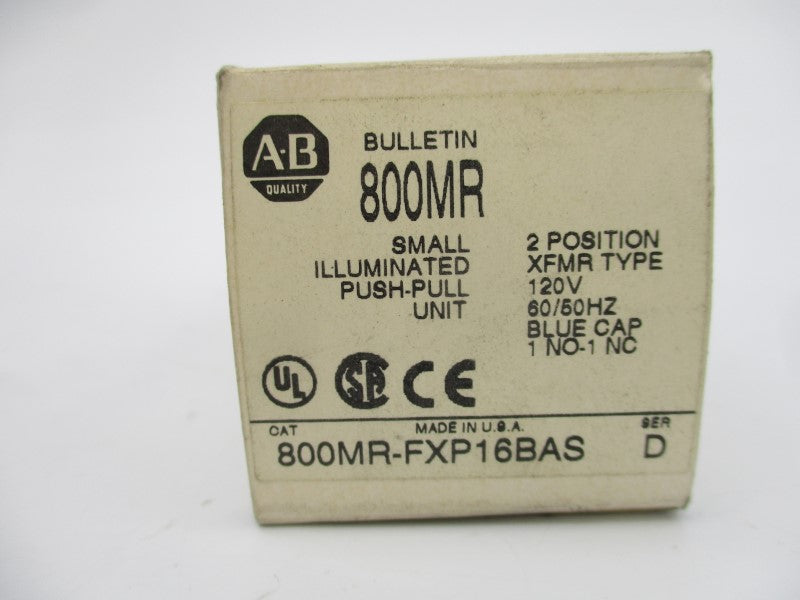 ALLEN BRADLEY 800MR-FXP16BAS SER. D 110/120V (GY/BL) NSMP