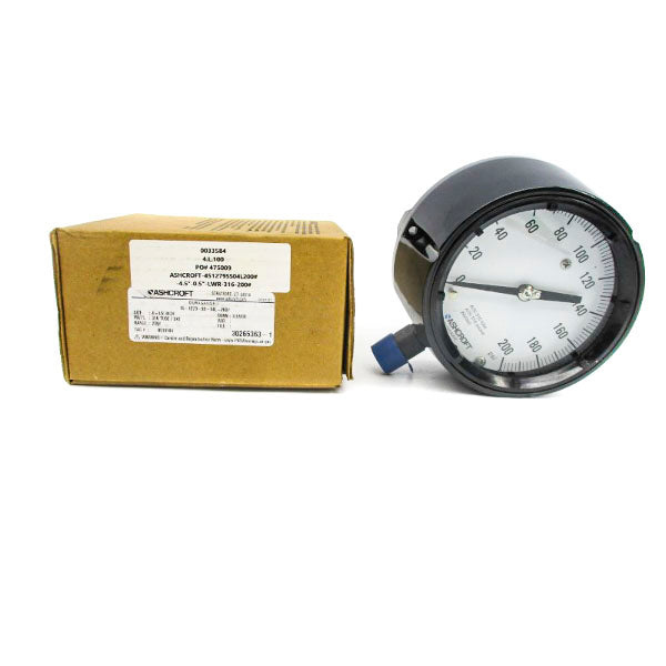 ASHCROFT 45-1279-SS-04L-200# 0-200PSI 4-1/2" NSMP