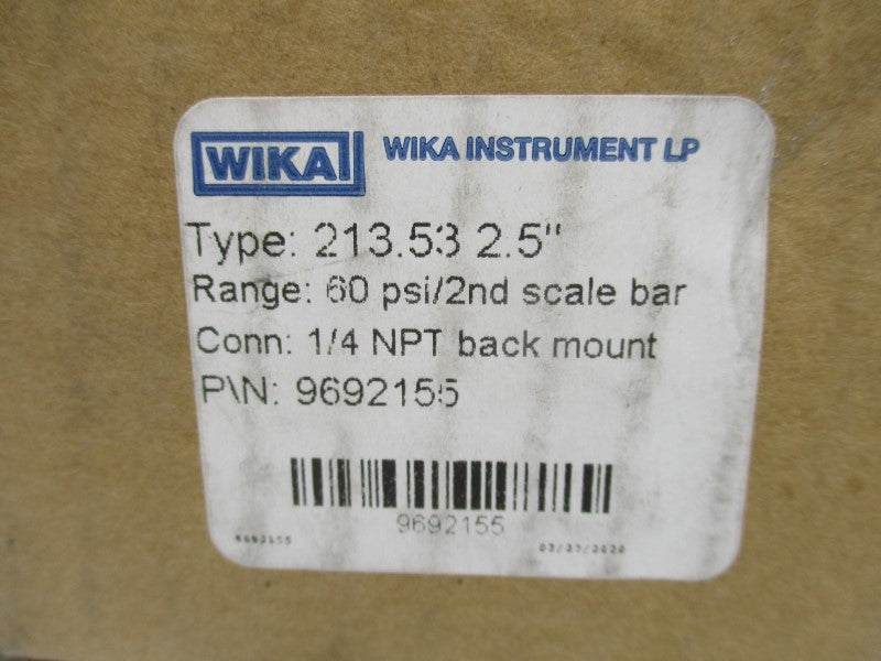 WIKA 9692155 0-60PSI 2.5" NSMP