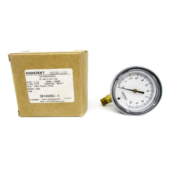 ASHCROFT 25-1490-A-02L-10IW 0-10IW 2-1/2" NSMP