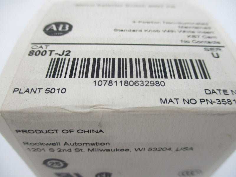 ALLEN BRADLEY 800T-J2 SER. U (WH) NSFS