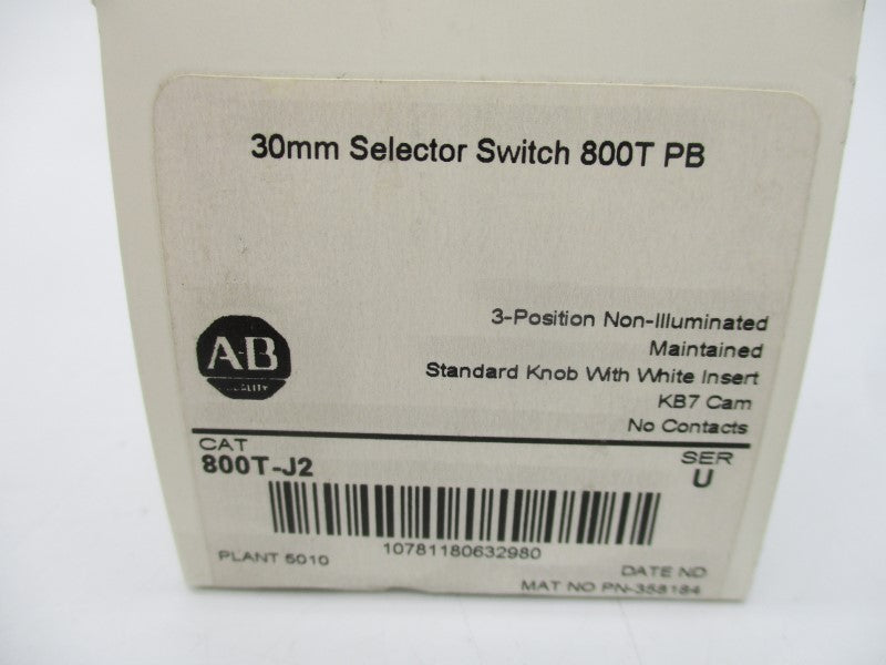 ALLEN BRADLEY 800T-J2 SER. U (WH) NSFS