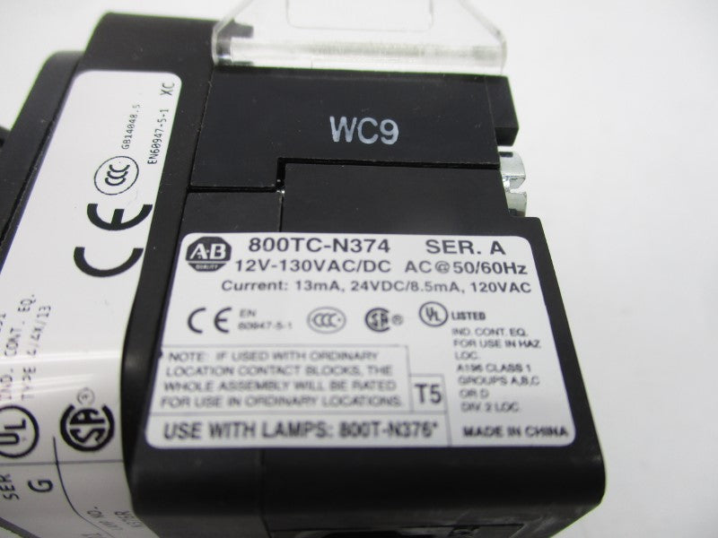 ALLEN BRADLEY 800H-QRBH2RD1 SER. G 12-130VAC/DC (WH) NSMP