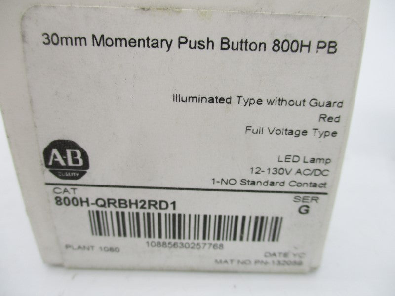 ALLEN BRADLEY 800H-QRBH2RD1 SER. G 12-130VAC/DC (WH) NSMP