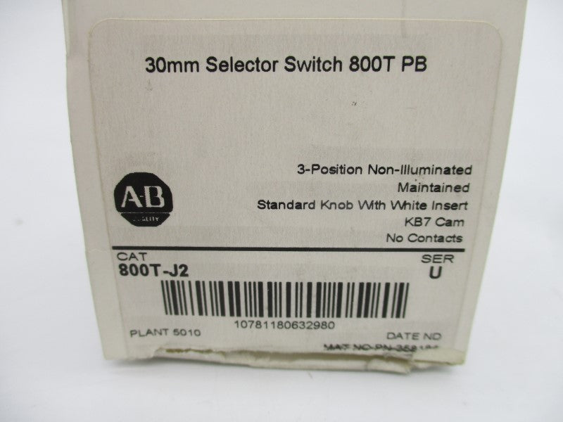 ALLEN BRADLEY 800T-J2 SER. U (WH) NSMP