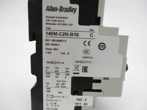 ALLEN BRADLEY 140M-C2N-B16 SER. C 600V 1.6A (WH) NSMP