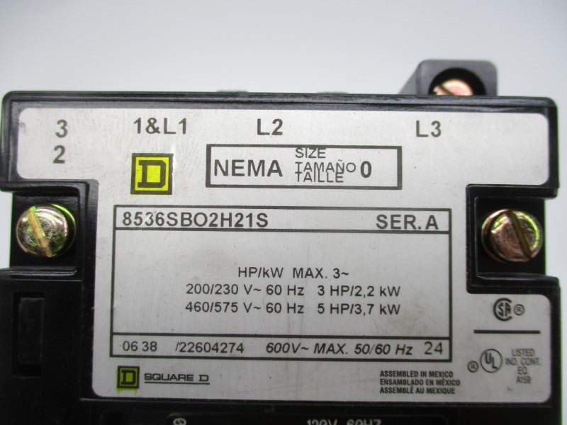 SQUARE D 8536SBO2H21S SER. A 110/120V 6-18A (AS PICTURED) NSNP