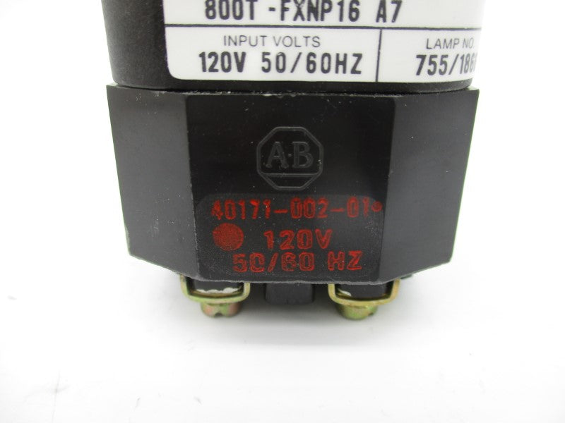 ALLEN BRADLEY 800T-FXNP16BA7 SER. T 120V (WH) NSMP