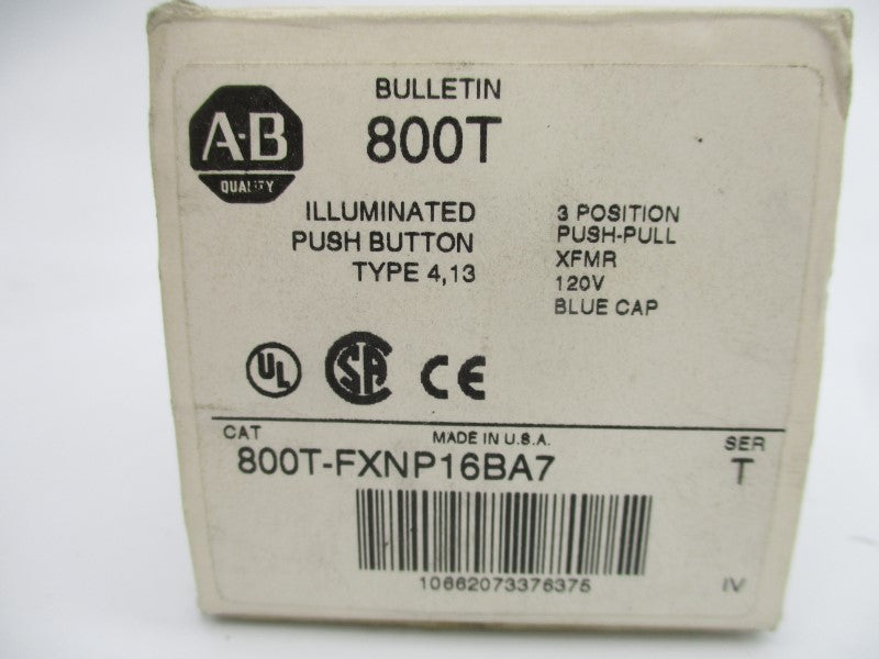 ALLEN BRADLEY 800T-FXNP16BA7 SER. T 120V (WH) NSMP