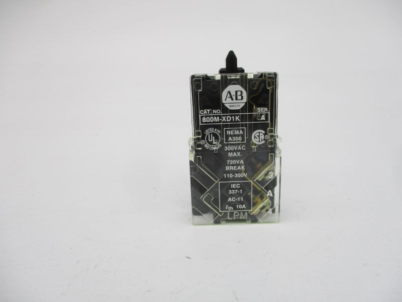 ALLEN BRADLEY 800M-XD1K SER. A 300VAC (BK/YL) NSMP