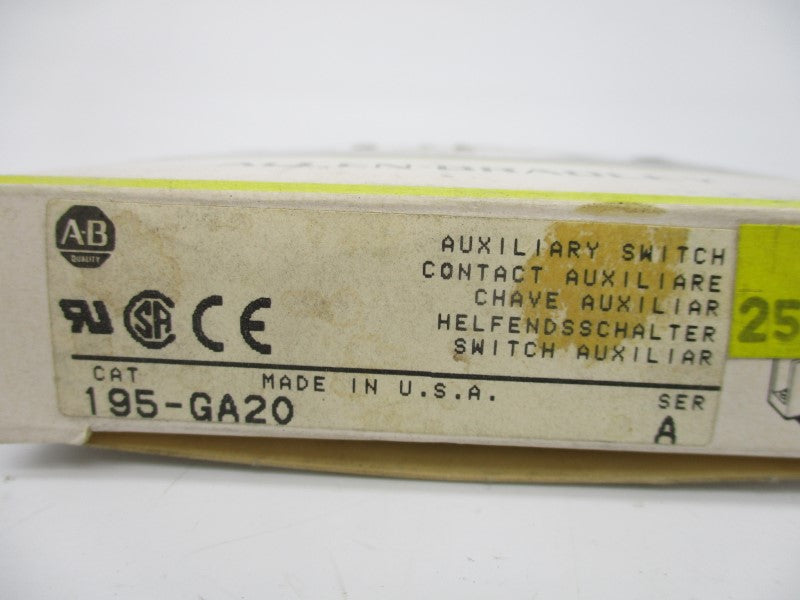ALLEN BRADLEY 195-GA20 SER. A 600VAC 1.2A (BK/YL) NSMP