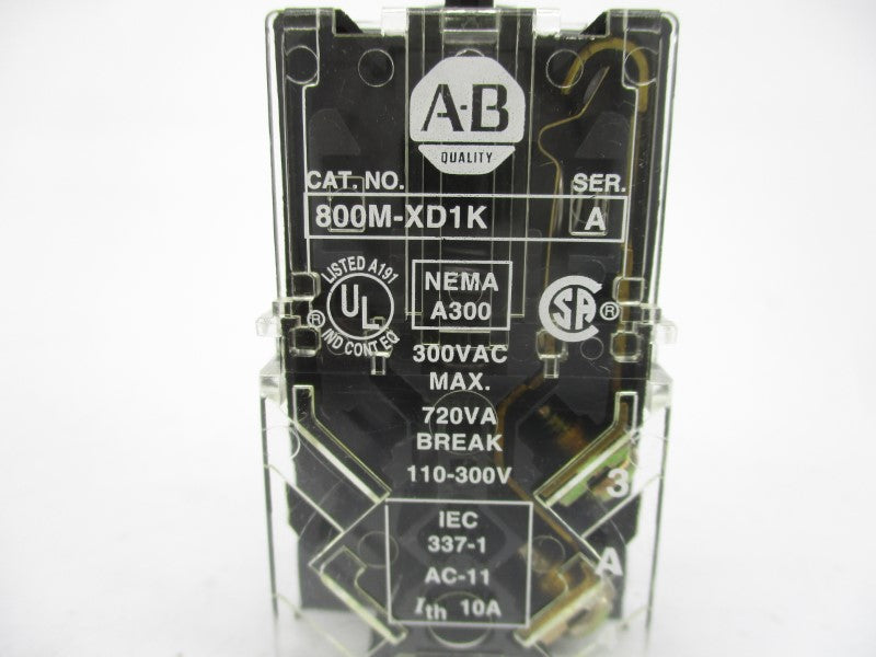ALLEN BRADLEY 800M-XD1K SER. A 300VAC (GY/BL) NSMP