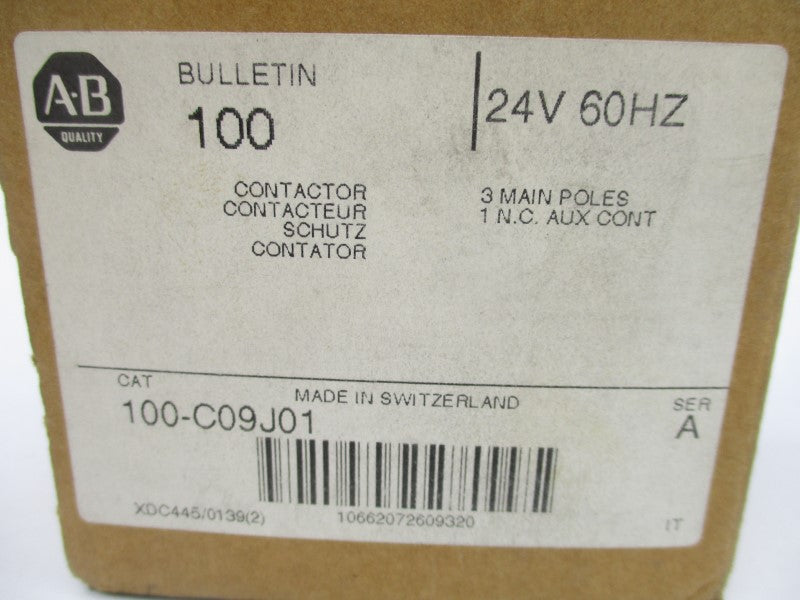ALLEN BRADLEY 100-C09J01 SER. A 24V 25A (BR/WH) NSMP
